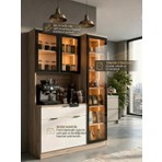 Misterium Dream Premium Kahve Istasyonu - Kahve Köşesi ve Mutfak Ünitesi - Safir Meşe Füme Temperli Camlı LED Modül