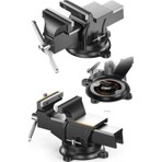 Moonshop Alman Modeli Pro Çelik Kol 100 mm 4" 360° Dönerli Taban Sabit Tezgah Mengenesi