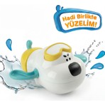 BBSKY  Sevimli Köpek Banyo Oyuncağı - Premium ABS Plastik ve BPA İçermez - Kurmalı Mekanizmalı Su Üstünde Yüzen Eğitici Bebek Oyuncağı - El-Göz Koordinasyonu Geliştiren Eğlenceli Banyo Arkadaşı