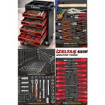 Staxx Power Xl Trend Izeltaş Seri 5 Çekmeceli Içi Dolu 185 Parça Full Set Alet Dolabı Atölye Usta Takım Arabası