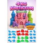 Kinetic Sand 4 kg Kinetik Kum 4 Renk ve 28 Adet Kum Kalıbı - Eğitici ve Öğretici Oyun Kumu Seti