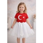 Lunas Tekstil Kız Çocuk Fiyonklu Hayal Tüllü Tütü Etek Beyaz