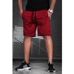Madmext Bordo Erkek Regular Fit Şort 4842 %85 Pamuk %15 Polyester Desenli Rahat Kesim