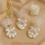 NB Decoroma 10 Adet Süslemeli Halka Şekerleme Nikah Hediyeliği Beyaz Renkli El Yapımı