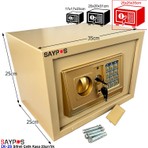 Saypos Şık Tasarımlı Raflı 25CM'LIK Şifreli Çelik Kasa Elektronik Tuşlu Değerli Eşya Para Kasası 35X25X25CM
