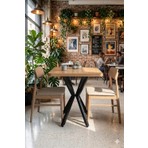 HOLLKA Mutfak Cafe Balkon Bahçe Restoran Yemek Masası 70X70 Metal Ayak Kalınlaştırmalı