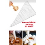 Tafce 50 Adet Krema Torbası, Tek Kullanımlık, Profesyonel Sıkma Torbası