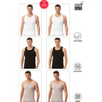 Özkan Underwear Özkan 0113 6'lı Paket Erkek %100 Pamuklu Karışık Renk Esnek Yumuşak Ribana Kalın Askılı Atlet