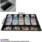 Saypos Metal Mandallı Çekmece İçi Para Düzenleyici 5 Banknot Bölmeli 40,5x24,5x3,5cm Kapasite