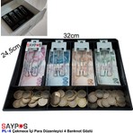 Saypos Metal Mandallı Çekmece İçi Para Düzenleyici 4 Banknot Bölmeli 32 x 24,5 x 3,5 cm Kapasite