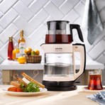 Schafer Optimal Elektrikli Cam Çay Makinesi 1 Litre Demlik ve 1,8 Litre Su Isıtıcı Kapasitesi