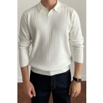 Cool Tarz Erkek Polo Yaka Triko Kazak Slim Fit Fitilli