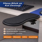 Dexmon Ayarlanabilir Masa Sandalye Kol Dirsek Dayama Pedi Desteği Aparatı Klavye Mouse