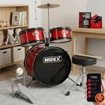 Midex CD300X-RD Akustik Çocuk Baterisi Davulu Seti 5-14 Yaş Için Full Set