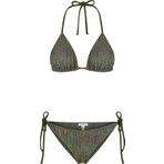 Aquella Lame Baskı Desenli Parlak Üçgen Bikini Takım