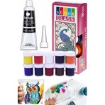Artlantis Cam Boyası 10 Renk 15 ml ve Siyah Kontur Boyası 1 Paket Cam Vitray Boyama Seti Cam Boyama Seti