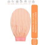 LET'SCRUB Premium Banyo Kesesi Turuncu Zebra Model Peeling Eldiveni %100 Floş Ipek Normal Ciltler İçin Kese