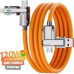 Alfais 6020 USB Type C Lightning 4 In 1 Hızlı Şarj Data Kablosu Çevirici Dönüştürücü Adaptör 120W 2m