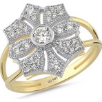 Sembol Gold 14 Ayar Taşlı Çiçek Desenli Altın Yüzük 3.10 Gram