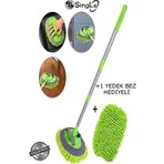 Single Çok Fonksiyonlu 2 In 1 Mikrofiber Araba Yıkama Fırçası Teleskopik Saplı Oto Fırçası Oto Mop