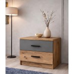 Noiss Home Decor LATRE KOMODİN - ANTIK CAM & ANTRASİT - 2 ÇEKMECELİ