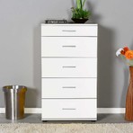 Adore Mobilya Adore Trendline Beyaz 5 Çekmeceli Şifonyer Yüksek Kalite Melamin Malzeme 60 x 108 x 44 cm
