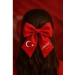 Atatürk Imzalı Türk Bayraklı Kumaş Saç Tokası | 29 Ekim, 10 Kasım, 23 Nisan, 19 Mayıs Özel