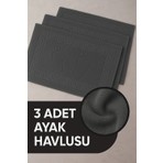Isessia 3 Adet %100 Pamuk En Iyi Emici Ayak Havlusu : Konforlu Banyo Paspası 50X70CM Terra Antrasit Gri