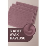 Isessia %100 Pamuk Ayak Havlusu 50x70 cm Hızlı Kuruma Özelliği ile 3 Adet Setli Mürdüm