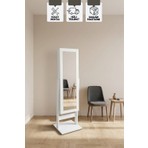 Karen Banyo Beyaz Aynalı Takı Dolabı Çok Amaçlı Ayaklı Modern Stil ve Geniş Kapasite