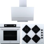 Alveus 3’lü Ankastre Set Beyaz Modern (Cam Ocak + 8 Fonksiyon Fırın + Davlumbaz)