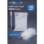 Isolab 1 ml Pastör Pipet 100 Adet Şeffaf Plastik Damlalık Uzunluk 15 cm