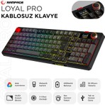 Rampage Loyal Pro Gri/siyah 3 Bt + 2.4 IPS Ekranlı Red Switch Rgb Mekanik Kablosuz Klavye