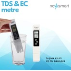 NOVASMART Tds & Ec Su Ölçer | Tds Metre - Dijital Su Kalite Test Cihazı | Hidroponik, Akvaryum ve Içme Suyu Ölçüm