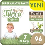 Baby Turco Doğadan Süper Avantaj Paketi Pofuduk Bebek Bezi 7 Numara Xxlarge 96 Adet