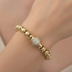Stil Incisi/xupıng Jewelry Ortası Yuvarlak Zirkon Taşlı Bileklik
