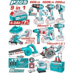 Total 9'lu Avantaj Set - Akülü Kırıcı Delici Taşlama Matkap Vidalama Set TOSLI250381E