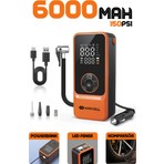 Enshall 6000MAH Şarjlı Mini LED Işıklı Araç Çakmaklık Kablolu Bisiklet, Top, Araç Lastik Şişirme Kompresörü