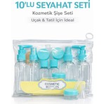 Seyahat İçin 10 Parça Mavi Plastik Şişe Seti 0,8 ml Sızdırmaz Kapak Tasarımı ile Pratik Kullanım