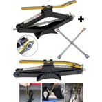 Moonshop Oto Krikosu 1.5 Ton Makas Cırcırlı Araç Kriko + Bijon Anahtarı -Cırcır ve Bijon Anahtarı Set Çelik.