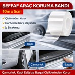 VEXORA GLOBAL Şeffaf Tampon Çamurluk Bagaj Kapı Eşiği Koruyucu Şerit Eşik Koruma Bandı Şeffaf 10MT x 5cm x 0,6mm