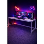 Flinder Beyaz Oyuncu Masası 160X60, Bilgisayar Masası, Gamer Masası, Gaming Masa, Metal Ayaklı