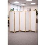 KARAS AHŞAP 5 Kanatlı Ahşap Paravan 225X175 cm Çift Taraflı Beyaz Mdf Masif Çam Çerçeve