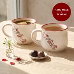 Aryıldız Rosella 2’li Kupa Bardağı Kırmızı Çizgili Porselen Set 150 ml El Yapımı