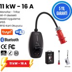 EVwallbox 11KW V3 Türkçe Mobil Uygulama 5 Yıl Garanti Taşınabilir Elektrikli Araç Şarj Cihazı (Taşıma Çantası ve 220V Dönüştürücü Priz Hediye)