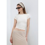 Mavi Ekru Basic Crop Tişört 1613942-70057