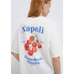 Mavi Napoli Baskılı Ekru Tişört 1614013-70057