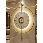 MetaQuartz Aksesuar Büyük Boy (50X75 cm ) - Gold Çember Kadran Göbek  (Özel Quartz Mekanizmalı)(Pilli LED ) Metal Dekoratif Duvar Saati