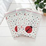 Hg Ambalaj 100 Adet 10X16 cm Bantlı Uğur Böceği Desenli Hediye Paketleme Poşeti, Hediye Poşeti ( 10X13+3 Cm, Küçük Boy)