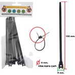 Gutsy Plastık Kelepçe Cıvata Kafa Geçme Dübelli 8MMX155MM Kablo Bağı (10 Adet)